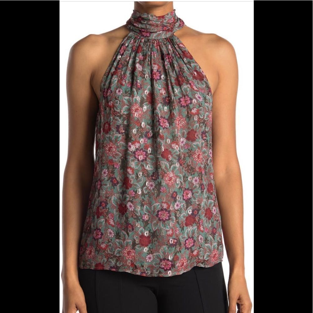 Ramy Brook floral printed Lori viscose halter neck TOP  size XS, new